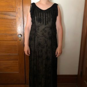 Vintage 1920s-Style Fringed Black Flapper Dress